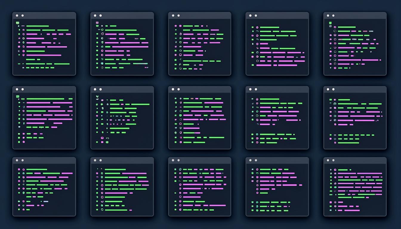 Multiple floating app windows comparing code playgrounds